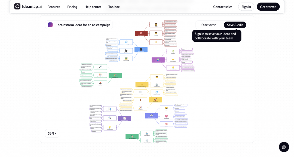 Screenshot of Ideamap.ai's brainstorming tool 